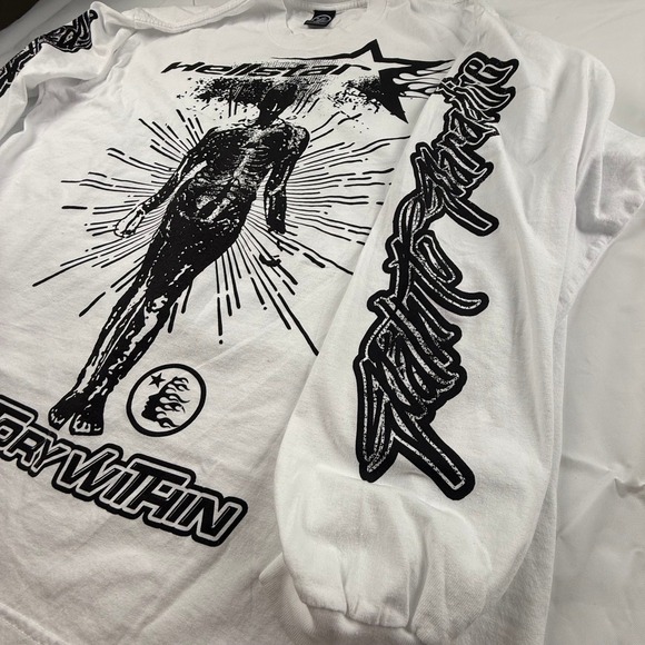 Hellstar Victory Within Long Sleeve Shirt White XXL Overseas Fall 2023 Exclusive - Picture 7 of 11